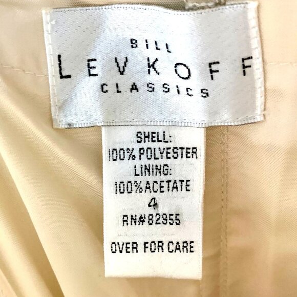 Bill Levkoff Strapless Champagne Satin Evening Gown 4 Column Wedding Black Tie - Picture 8 of 9